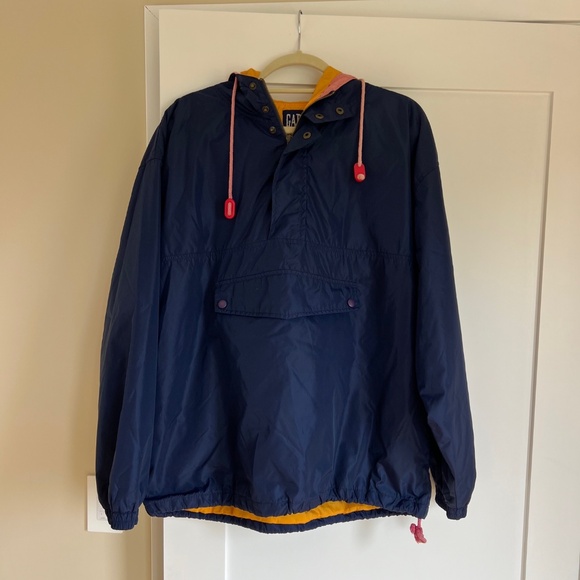 GAP Other - Gap Blue and Orange Hooded Rain Jacket (Large; Unisex)